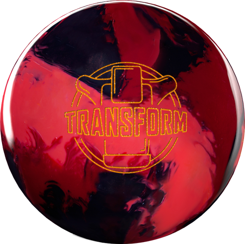 Roto Grip Transform Pearl bowling ball front view showing red cherry shadow swirl and Transform logo