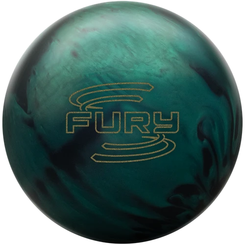 Close up of Brunswick Fury Emerald Black PK-26 hybrid reactive coverstock