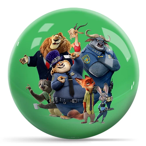 Disney Zootopia Zootropolis bowling ball polyester novelty spare ball featuring Zootopia characters front view