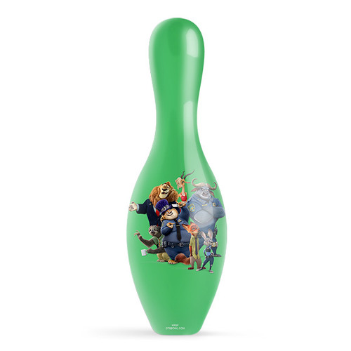 Disney Zootopia official size bowling pin with Zootopia character artwork front view