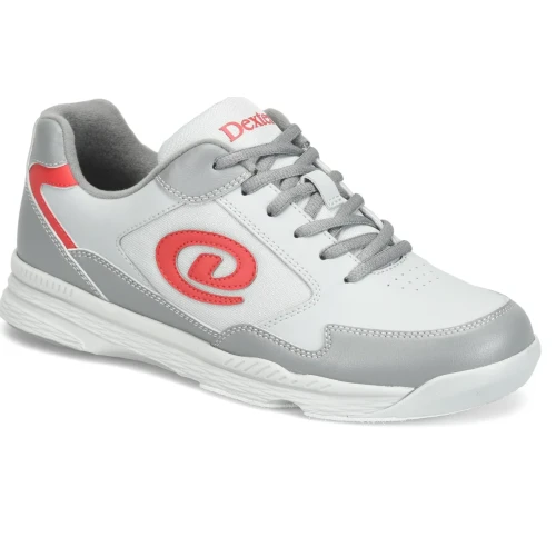 Dexter Mens Ricky V Grey Red bowling shoes athletic DexLite design side view