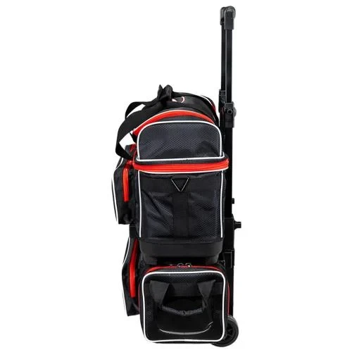 Side view of Storm Streamline 4‑Ball Hex Black Red roller showing hex pattern and large wheels