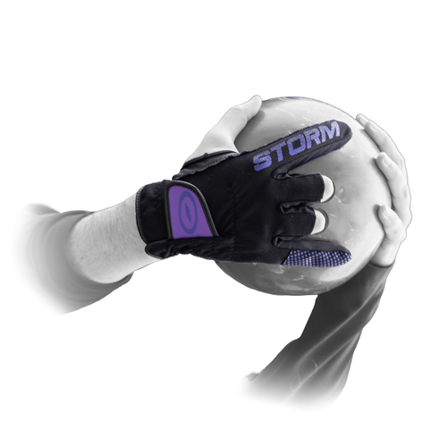 Storm Power Glove Throttle bowling glove front view showing tacky palm pad and Storm logo