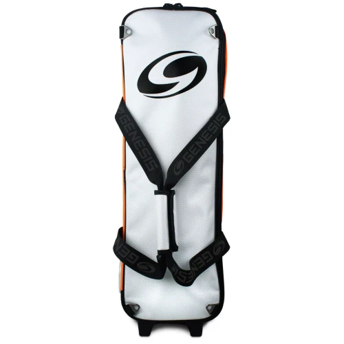 Closeup of 1680D premium textured Sport fabric, large‑gauge zippers, and Genesis zipper pulls on the modular triple tote Black Orange