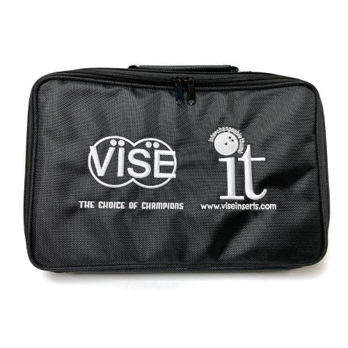 Vise IT Deluxe Accessory Bag front view showing carry handle and slim case profile