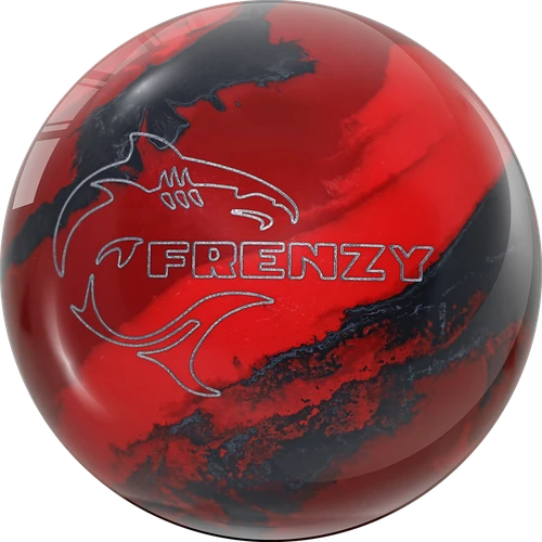 Motiv Frenzy Red Black Vitality Pearl Reactive bowling ball front logo view