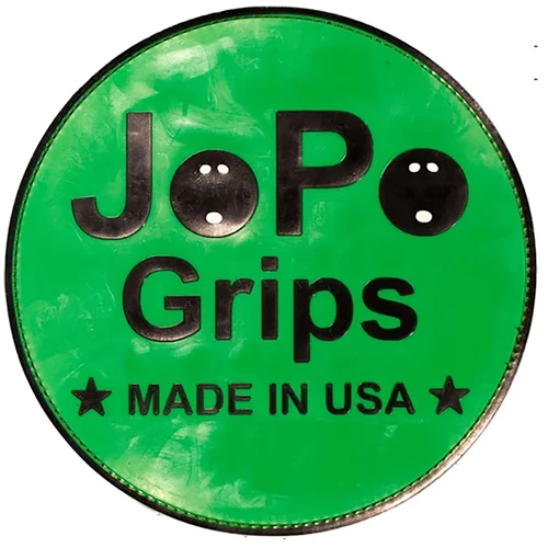 JoPo Grips Round Shammy Pad in green with black JoPo Grips lettering and Made in USA stars