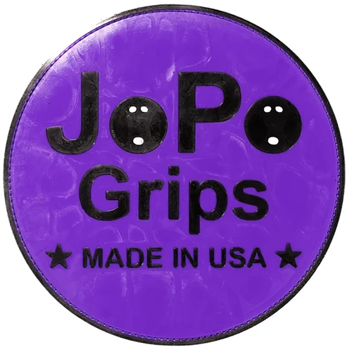 JoPo Grips Round Shammy Pad in purple with black JoPo Grips lettering and Made in USA stars