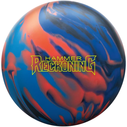 Hammer Reckoning bowling ball in black, navy, orange and sky solid reactive
