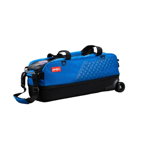 Baltic Blue KR Strikeforce Diamond Slim Triple Tote side view with quilted leather accent panel