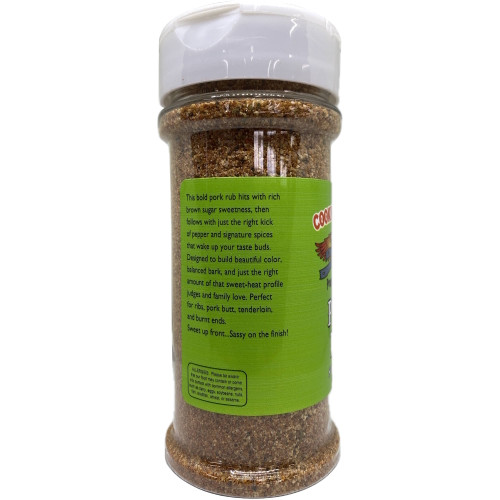 Side label with product description and allergy warning