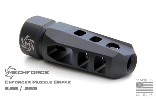 MECHFORCE ENFORCER MUZZLE BRAKE COMPENSATOR 1/2-28 TPI 5.56 / .223 W/ 4 VARIABLE TIMING CRUSH WASHERS