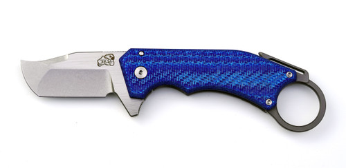 Jon Graham Collab Ringed Rhino Folding Knife, Blue Carbon Fiber