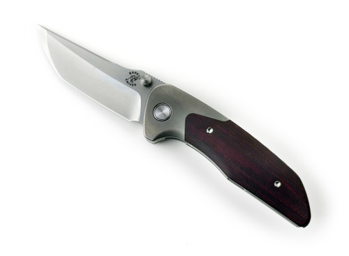 Barker Collab Hokkaido Bolster Lock Folding Knife 3.5" MagnaCut, Burgundy Micarta