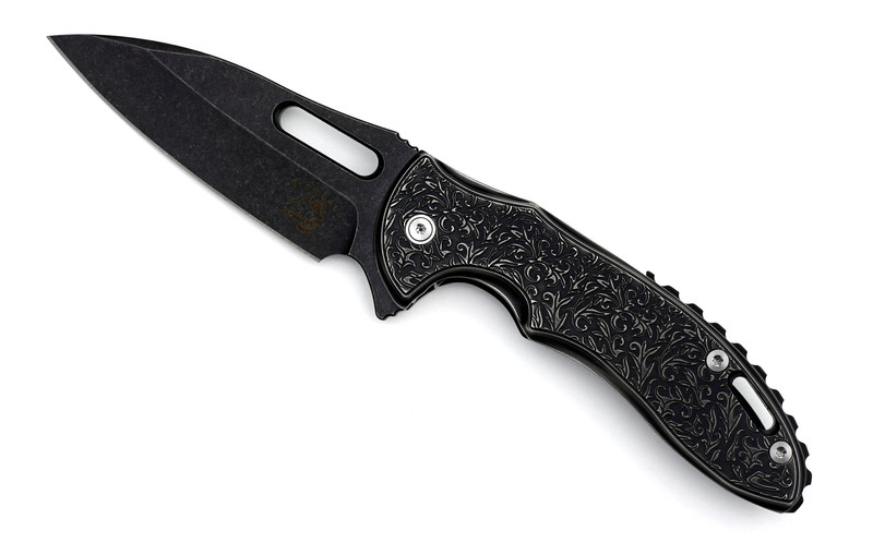 Rick Lala Collab Sentry Folding Knife, Scroll Pattern, Blackout Edition