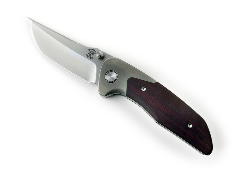 Barker Collab Hokkaido Bolster Lock Folding Knife 3.5" MagnaCut, Burgundy Micarta