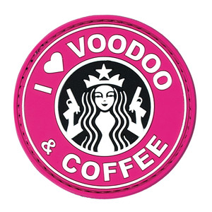 I LOVE VOODOO & COFFEE - RUBBER PATCH - (PINK) I LOVE VOODOO & COFFEE - RUBBER PATCH - (PINK)