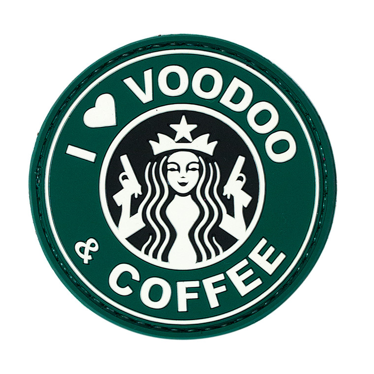 I LOVE VOODOO & COFFEE - RUBBER PATCH - (GREEN)