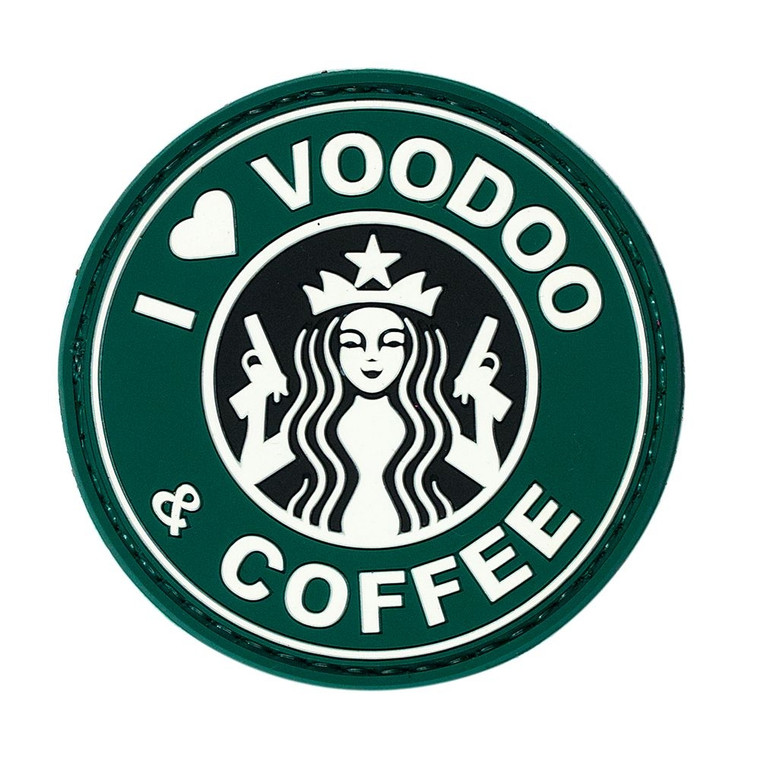 I LOVE VOODOO & COFFEE - RUBBER PATCH - (GREEN)-1