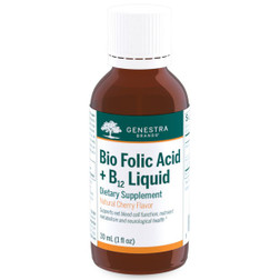 Genestra Bio Folic Acid + B12 Liquid 1 oz. Cherry flavor