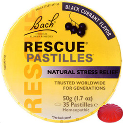 Bach Flower Remedies Rescue Pastilles Black Currant 50g 35 lozenges front label