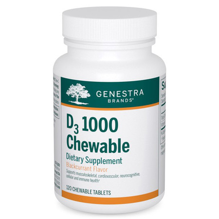 Genestra D3 1000 Chewable 120 Chewable Tablets Blackcurrant Flavor