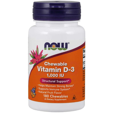 Now Foods Vitamin D3 1,000 IU Fruit flavor 180 chewables