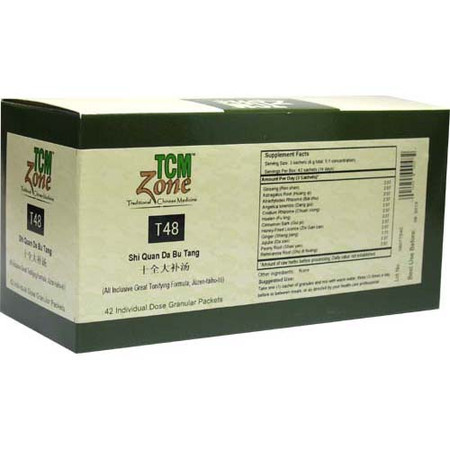 TCM Zone Shi Quan Da Bu Tang T48G (All-Inclusive Great Tonifying Formula) 42 Packets front label