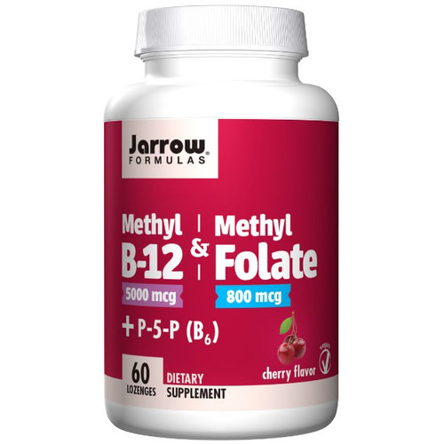 Jarrow Formulas Methyl B-12 & Methyl Folate Cherry 60 Lozenges