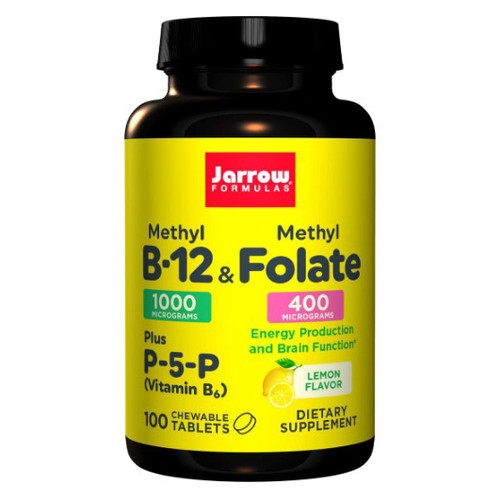 Jarrow Formulas Methyl B-12 & Methyl Folate Lemon 100 chewable tablets
