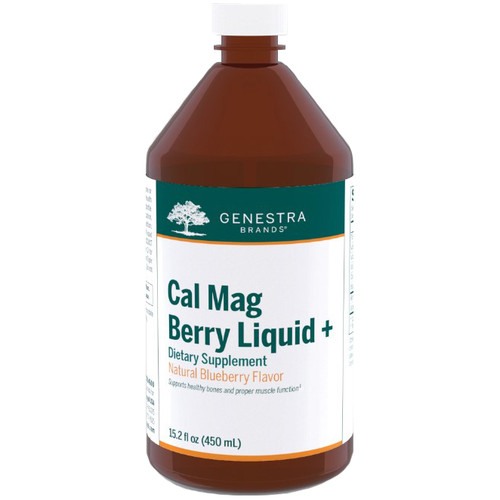 Genestra Cal Mag Berry Liquid + 15.2 oz (450ml) Blueberry flavor