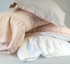 100% Pure French Flax Linen Long Ruffle Pillow Cases.