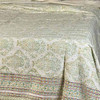 White Kantha Bedspread - Hand Stitched - Floral Queen King