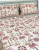 Palm Tree Cotton Block Printed Queen Flat Bed Sheet With Matching Pillowslips