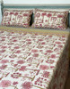 Palm Tree Cotton Block Printed Queen Flat Bed Sheet With Matching Pillowslips