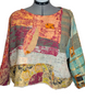 multicoloured patchwork textured vintage kantha cotton fabric long sleeve shirt or over shirt, as a layering piece. Unique and hand-stitched, this garment is a show piece.
