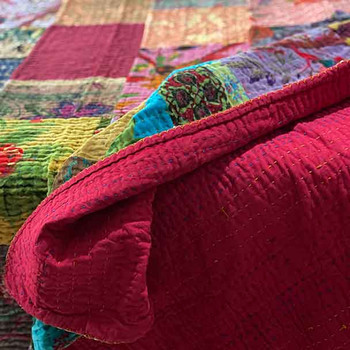 Velvet Blanket Patchwork Bedspread Quilt 11 RED