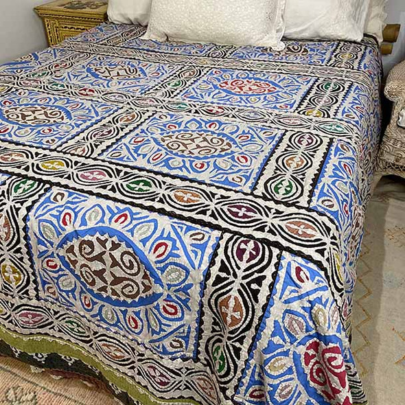 Applique Embroidered Bedspread Quilt Coastal Tribe