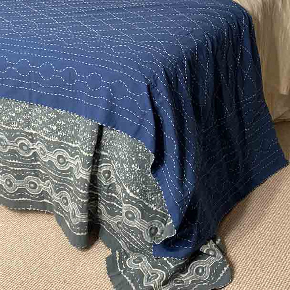 Cotton Bedspread Quilt Kantha - Mist 2 Queen Size