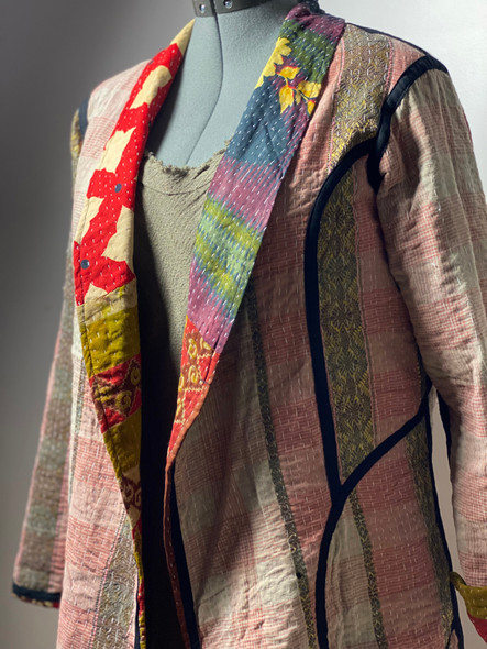 Nakshi Retro Quilted Kimono Waistcoat Boho Vintage Kantha Patchwork Unisex 