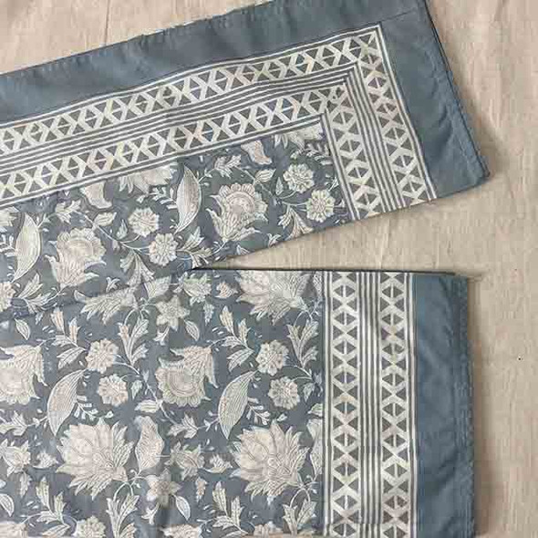 Floral Cotton Block Printed Flat Sheet 2 x Pillowcases Bed Sheet Queen size