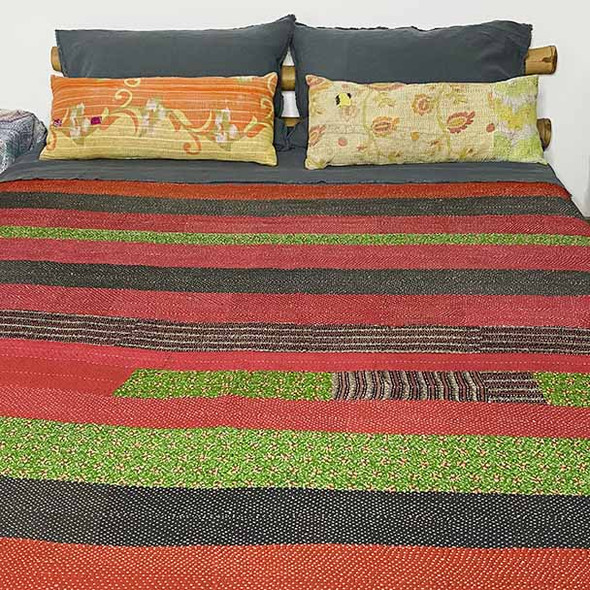 Boho Vintage Kantha Quilt Throw Blanket - Sensation