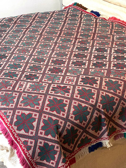 Nakshi Cotton Kantha Antique Indian Artisan Throw Slow Stitched Floral Star Throw 3