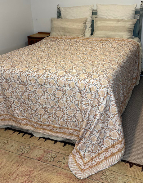 Cooling Cotton Block Printed Reversible Soft- rust K/Q