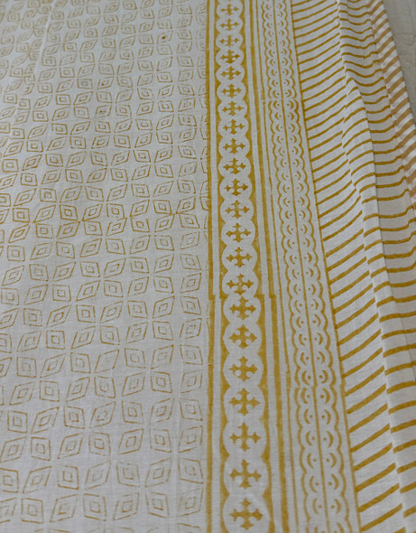 Soft Cotton Dohar Sheet Block Printed Reversible / Cooling- Tumeric K/Q