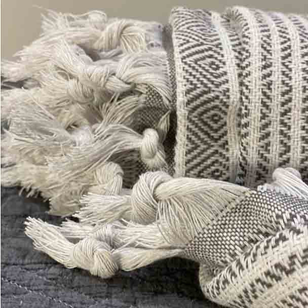 Turkish Cotton Throw Blanket Charcoal - Yummy Linen