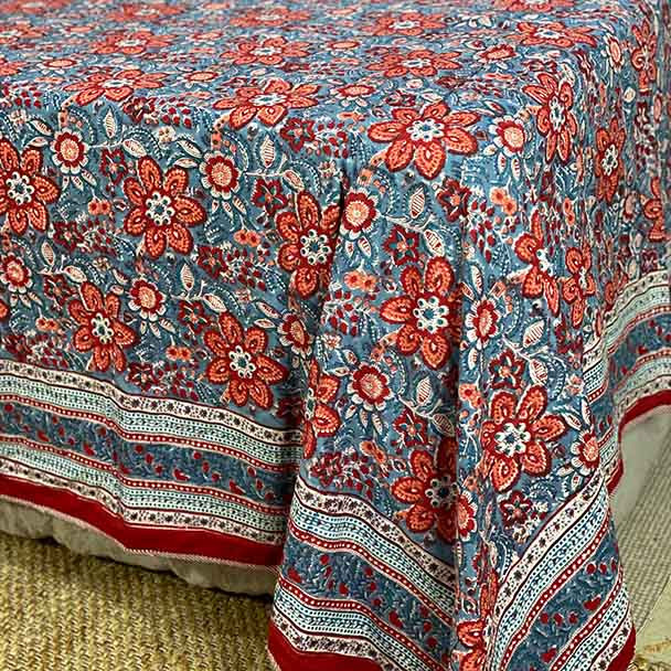 Summer Quilt Dohar - Quilted Bed Sheet - Garden