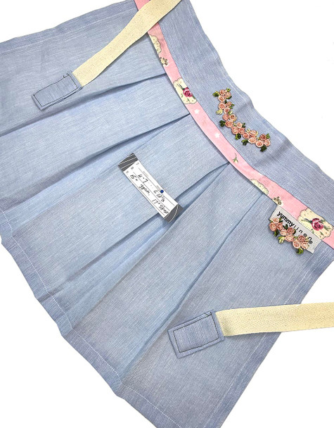 Apron Girls Linen Pleated Half Apron Baby Blue With Lace