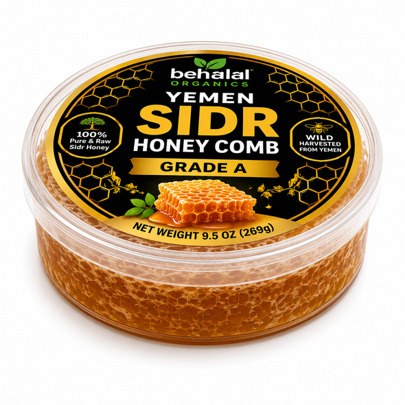 Yemen Sidr Honeycomb – Grade A | 100% Pure, Raw & Unfiltered | Wild Harvested from Yemen | 9.5 oz (269g)
