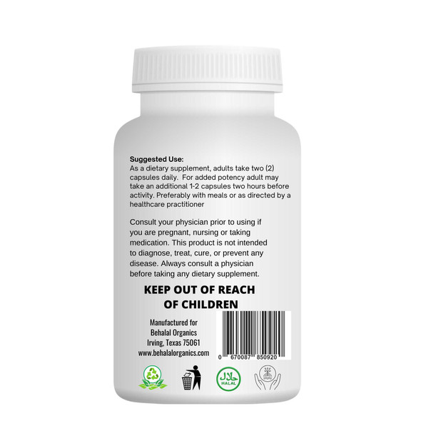 100% natural, pure, raw crushed Fadogia Agrestis roots in vegan  Quick release capsules.